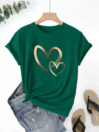 Larson - T-shirt casual à manches courtes avec motif en forme de cœur
