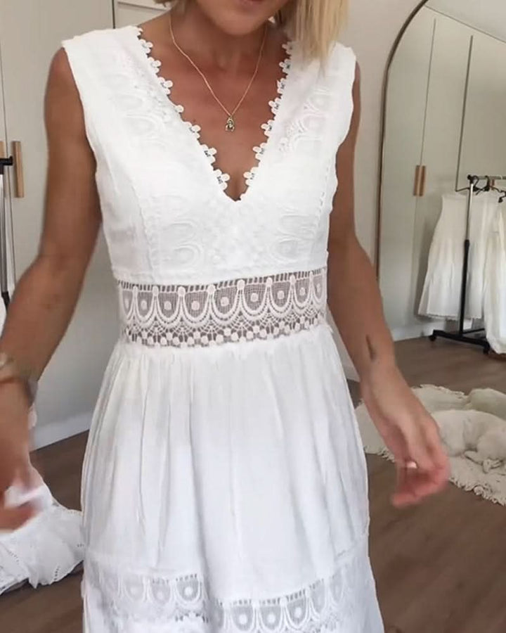Rose - Robe Camisole en Dentelle à Col V