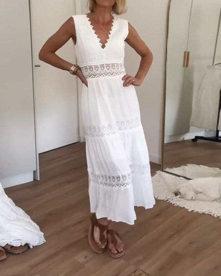 Rose - Robe Camisole en Dentelle à Col V