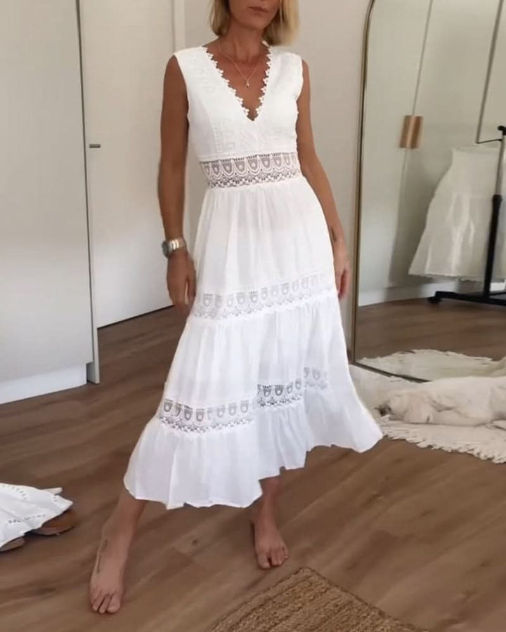 Rose - Robe Camisole en Dentelle à Col V