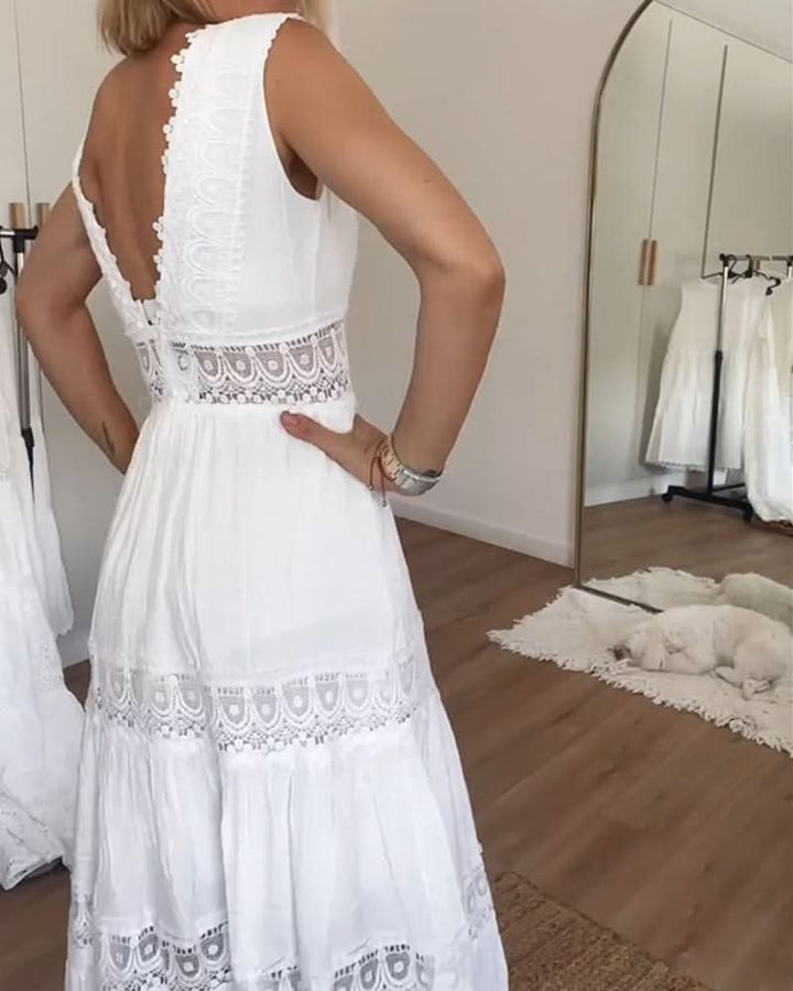 Rose - Robe Camisole en Dentelle à Col V