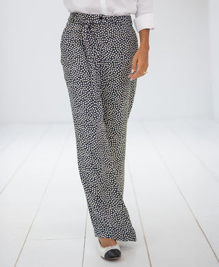 Les Andelys Pantalon à pois gris anthracite et ivoire