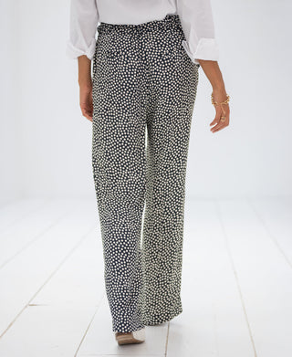 Les Andelys Pantalon à pois gris anthracite et ivoire