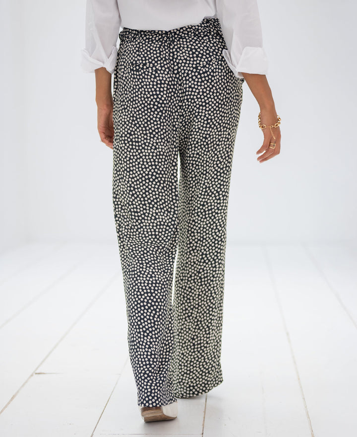 Les Andelys Pantalon à pois gris anthracite et ivoire