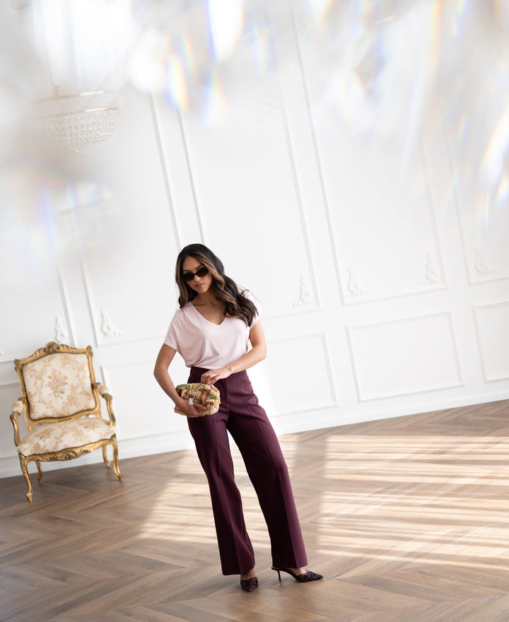 Pantalon à jambes larges Bordeaux de Le Centre