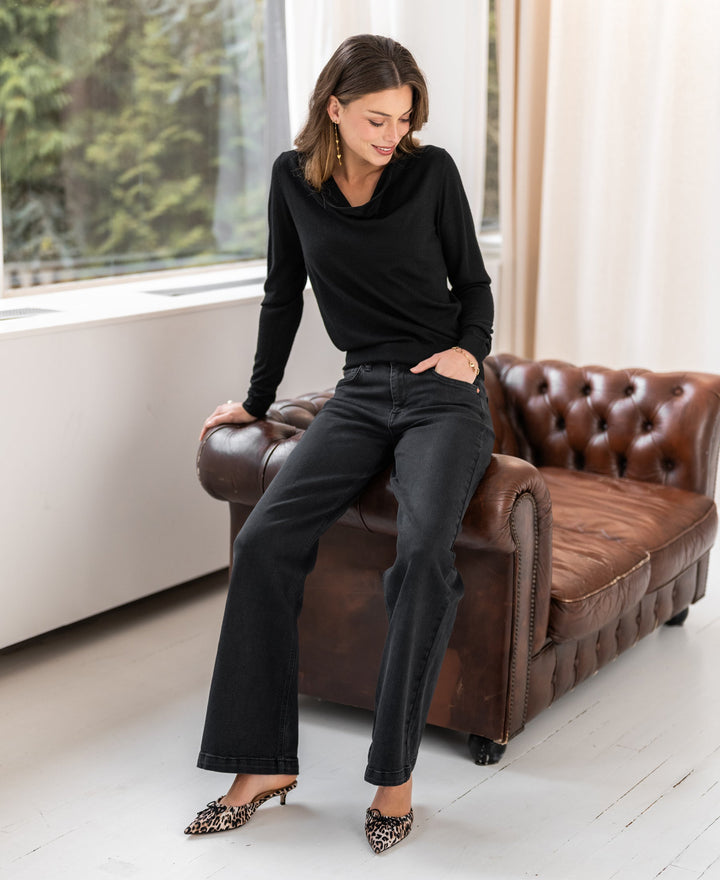 Jeans Évasés Les Deux en Denim Noir