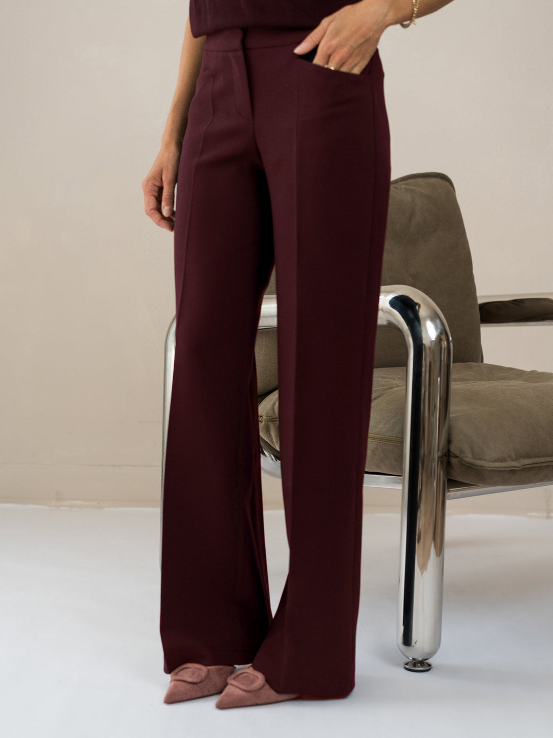 Pantalon à jambes larges Bordeaux de Le Centre