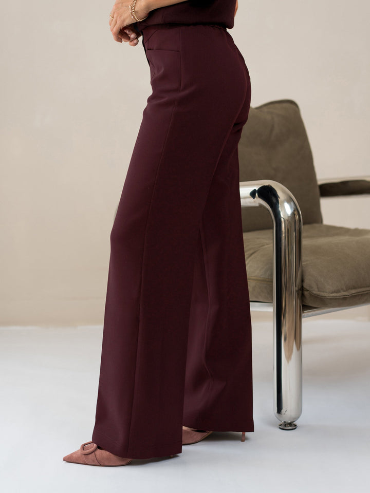 Pantalon à jambes larges Bordeaux de Le Centre