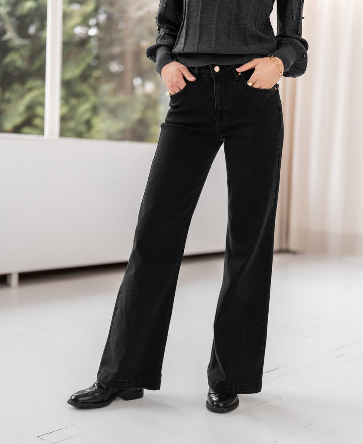 Jeans Évasés Les Deux en Denim Noir