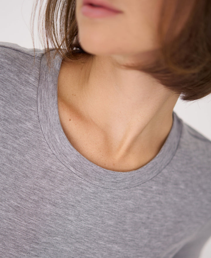 Luxueux T-shirt à manches longues La Jane en Gris Mélangé