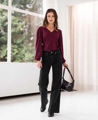 Jeans Évasés Les Deux en Denim Noir