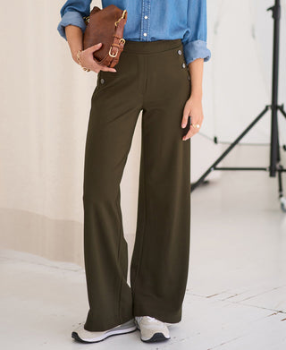 Pantalons de Voyage Deluxe La Noan en Vert Olive Foncé