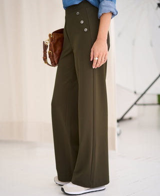 Pantalons de Voyage Deluxe La Noan en Vert Olive Foncé