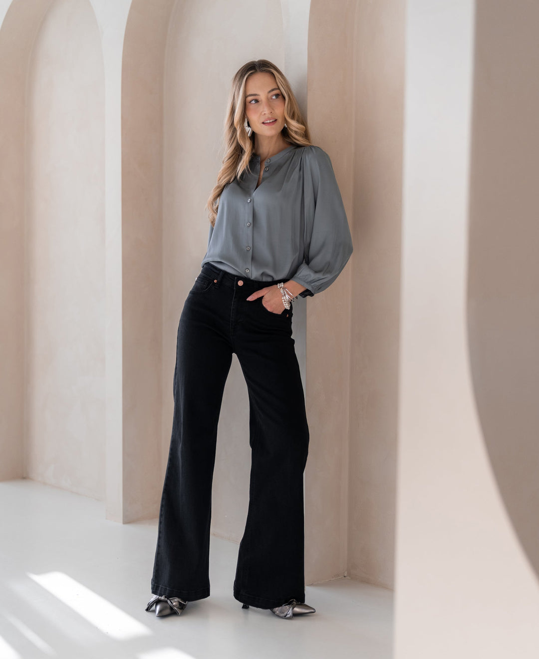 Jeans Évasés Les Deux en Denim Noir