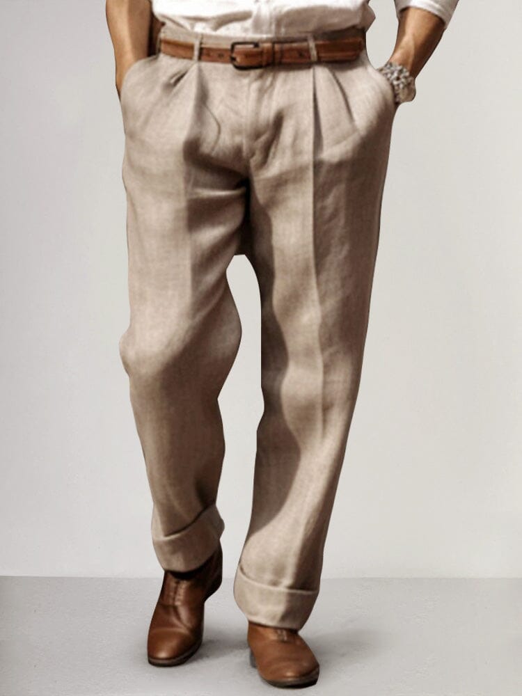 Pantalon Décontracté en Coton et Lin de Qualité Supérieure