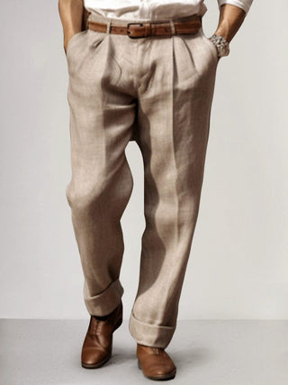 Pantalon Décontracté en Coton et Lin de Qualité Supérieure