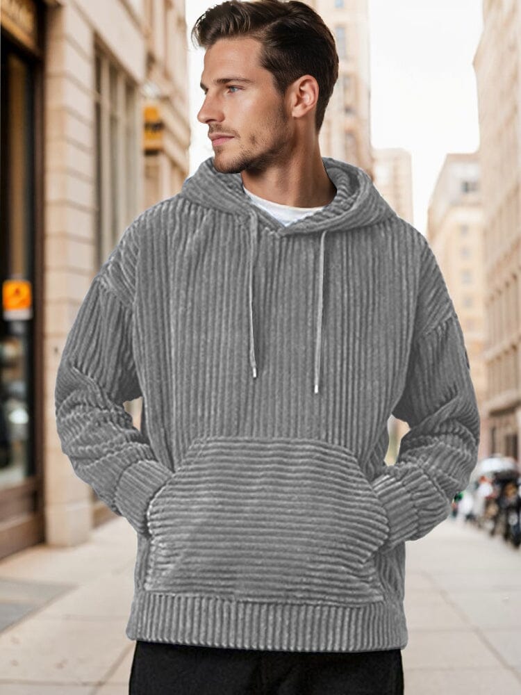 Décontracté et ample : Hoodie en velours côtelé