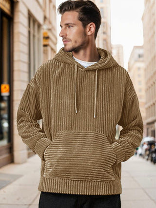 Décontracté et ample : Hoodie en velours côtelé