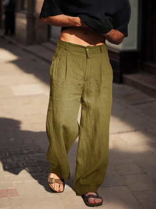 Confortables Pantalons Droits en Coton