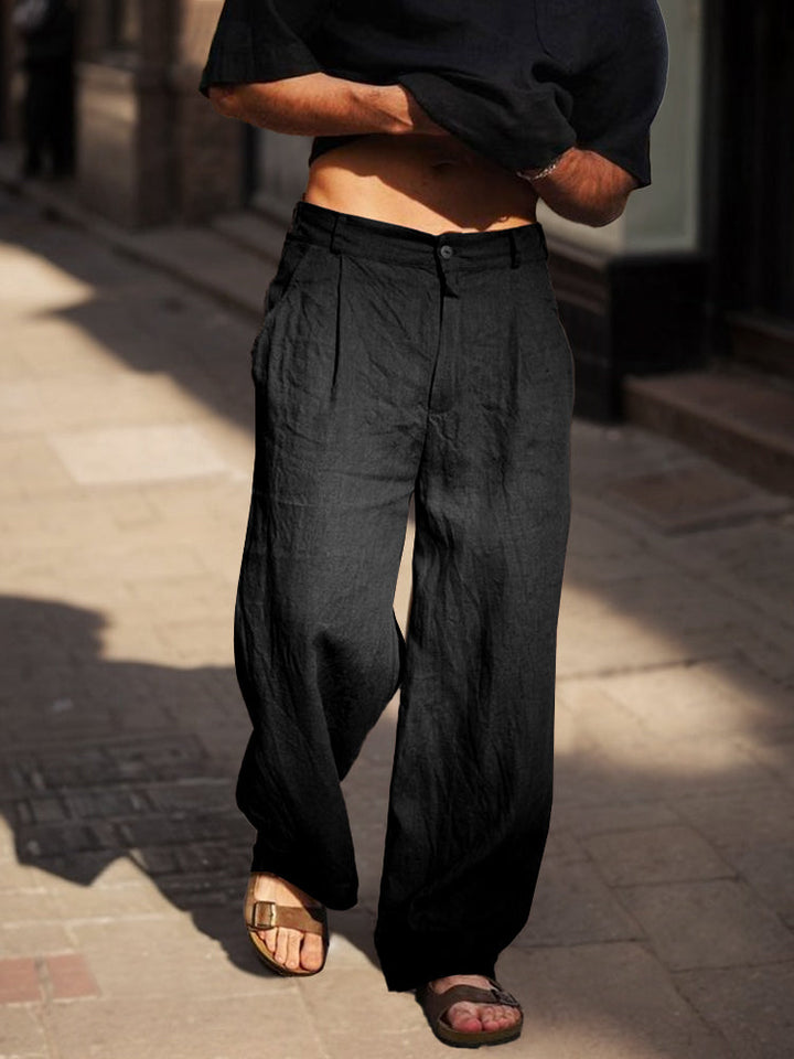 Confortables Pantalons Droits en Coton