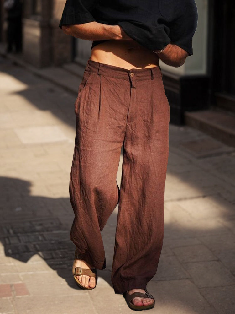 Confortables Pantalons Droits en Coton
