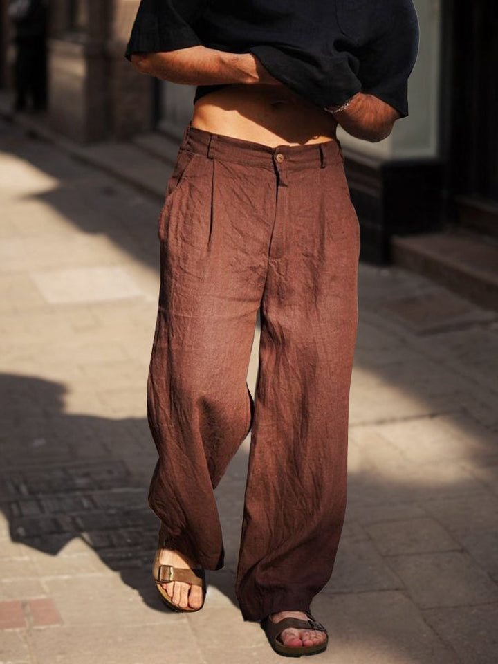 Confortables Pantalons Droits en Coton