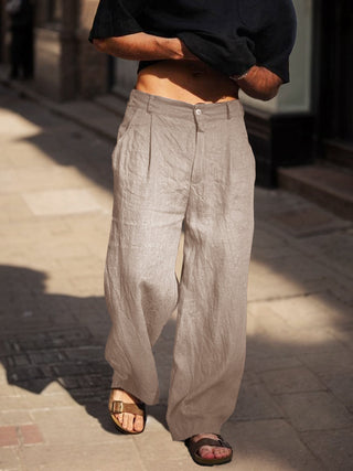 Confortables Pantalons Droits en Coton