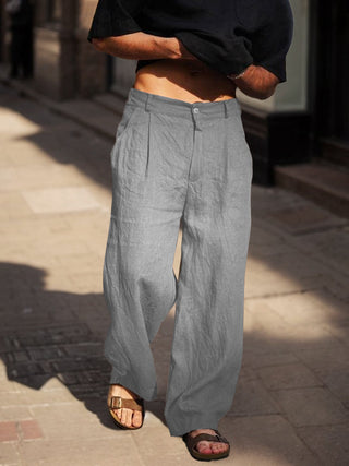Confortables Pantalons Droits en Coton