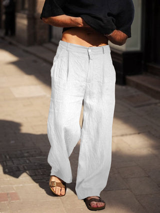 Confortables Pantalons Droits en Coton