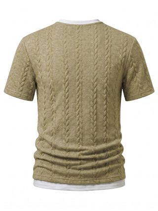 T-shirt en tricot fantaisie à manches courtes avec motif en câbles