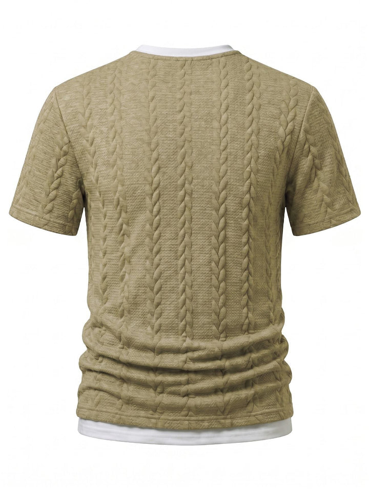 T-shirt en tricot fantaisie à manches courtes avec motif en câbles