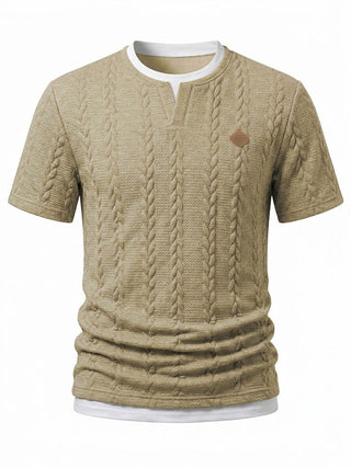 T-shirt en tricot fantaisie à manches courtes avec motif en câbles