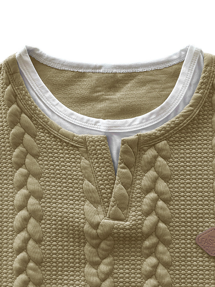 T-shirt en tricot fantaisie à manches courtes avec motif en câbles