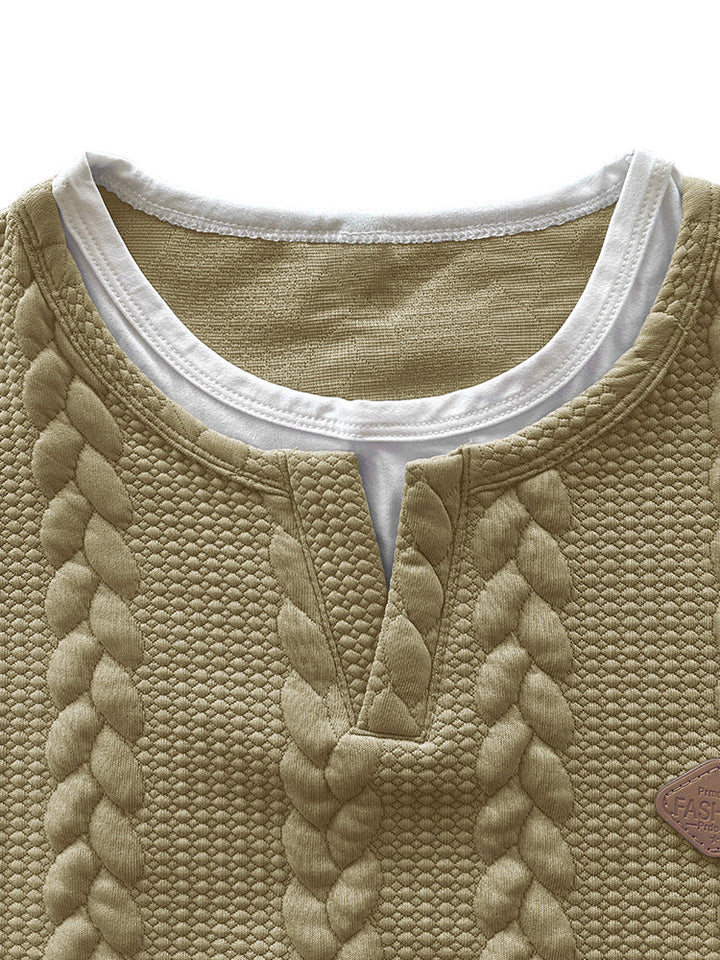 T-shirt en tricot fantaisie à manches courtes avec motif en câbles