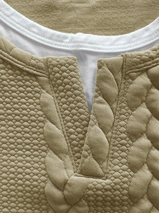 T-shirt en tricot fantaisie à manches courtes avec motif en câbles