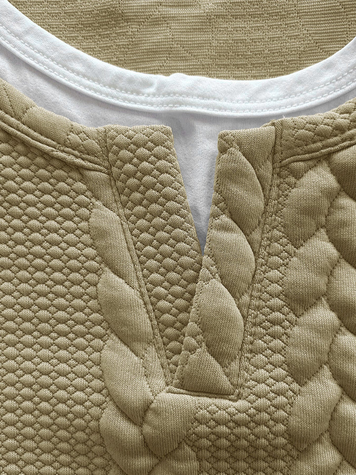 T-shirt en tricot fantaisie à manches courtes avec motif en câbles