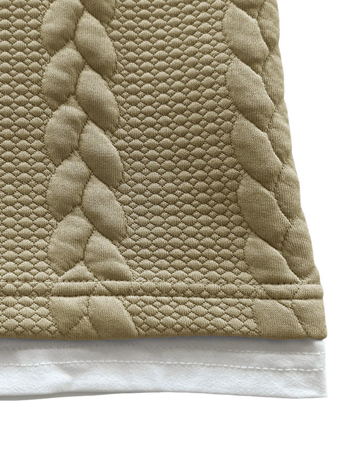 T-shirt en tricot fantaisie à manches courtes avec motif en câbles