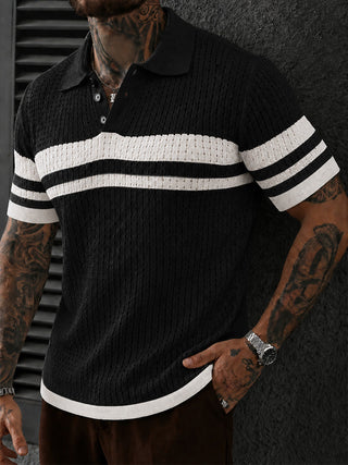 Chemise polo décontractée en maille ajourée avec col boutonné