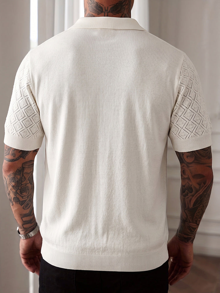 T-shirt décontracté en pointelle à motif diamond