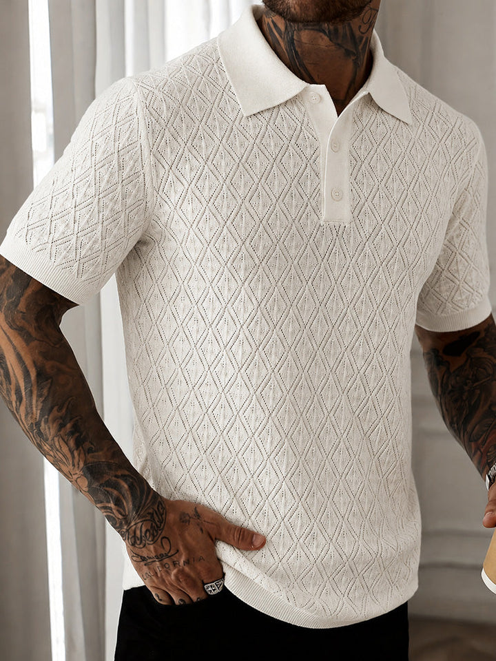 T-shirt décontracté en pointelle à motif diamond