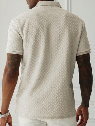 Polo en tricot à manches courtes à motif chevrons pour hommes