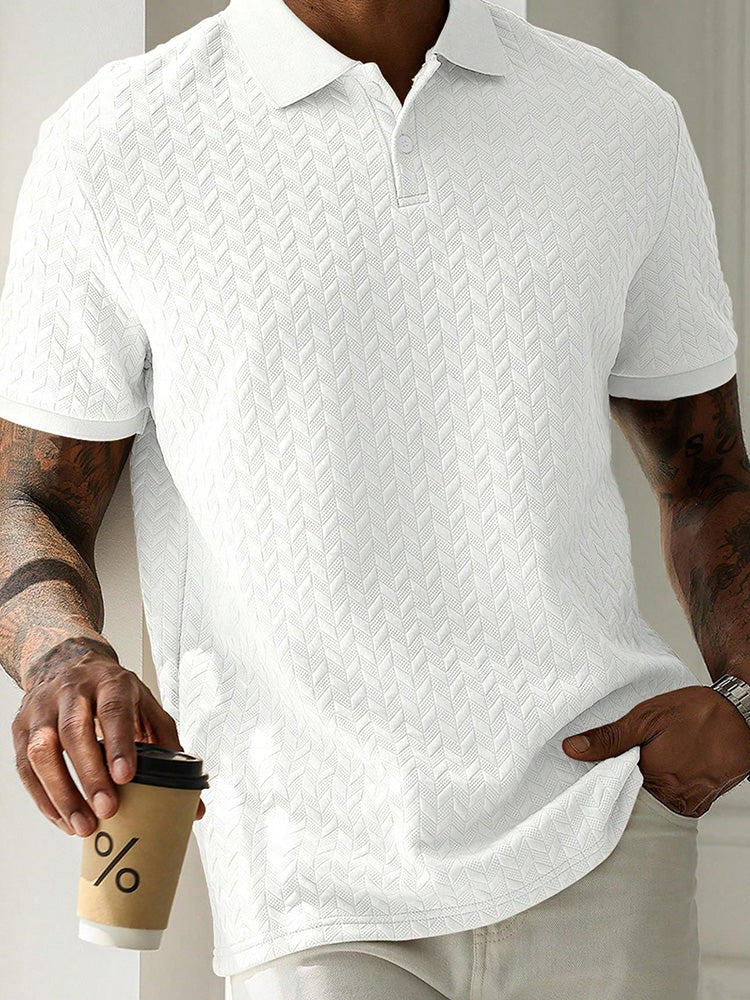 Polo en tricot à manches courtes à motif chevrons pour hommes