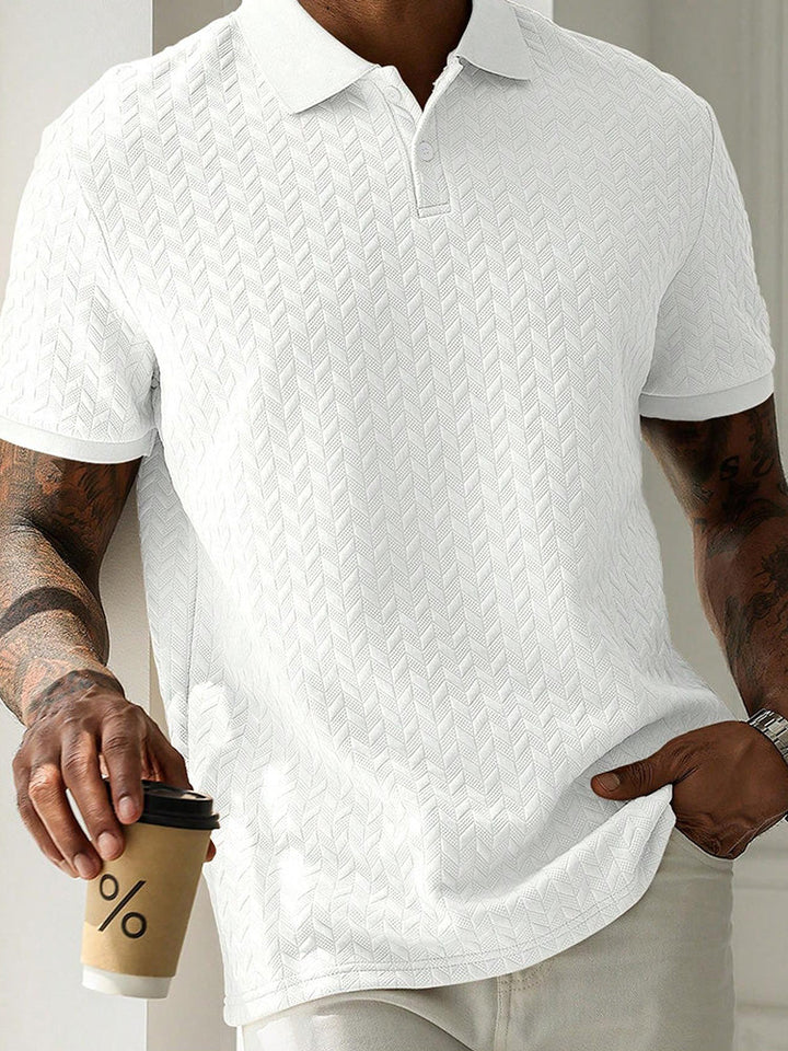 Polo en tricot à manches courtes à motif chevrons pour hommes