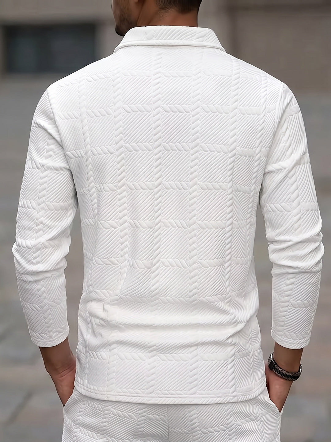 Pull à manches longues en jacquard texturé