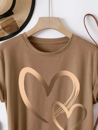 Larson - T-shirt casual à manches courtes avec motif en forme de cœur
