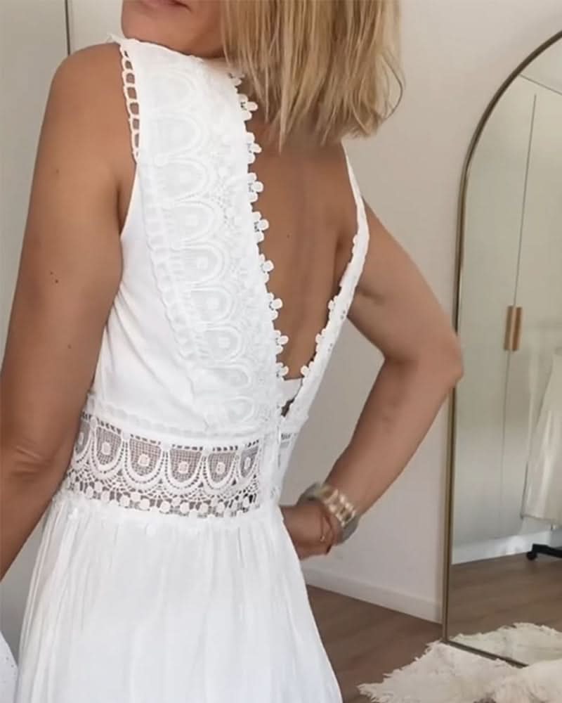 Rose - Robe Camisole en Dentelle à Col V
