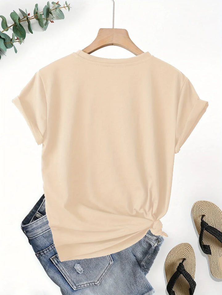 Larson - T-shirt casual à manches courtes avec motif en forme de cœur